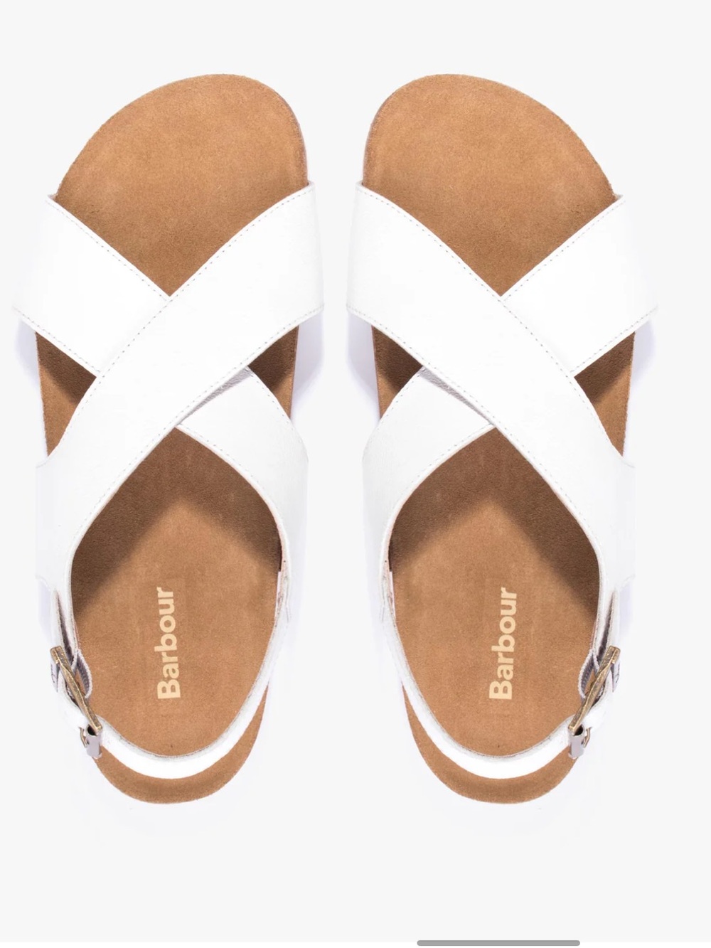 BARBOUR size 8 White Soft Leather Comfort Sandals Adjustable Buckle NEW $268 - Picture 4 of 16